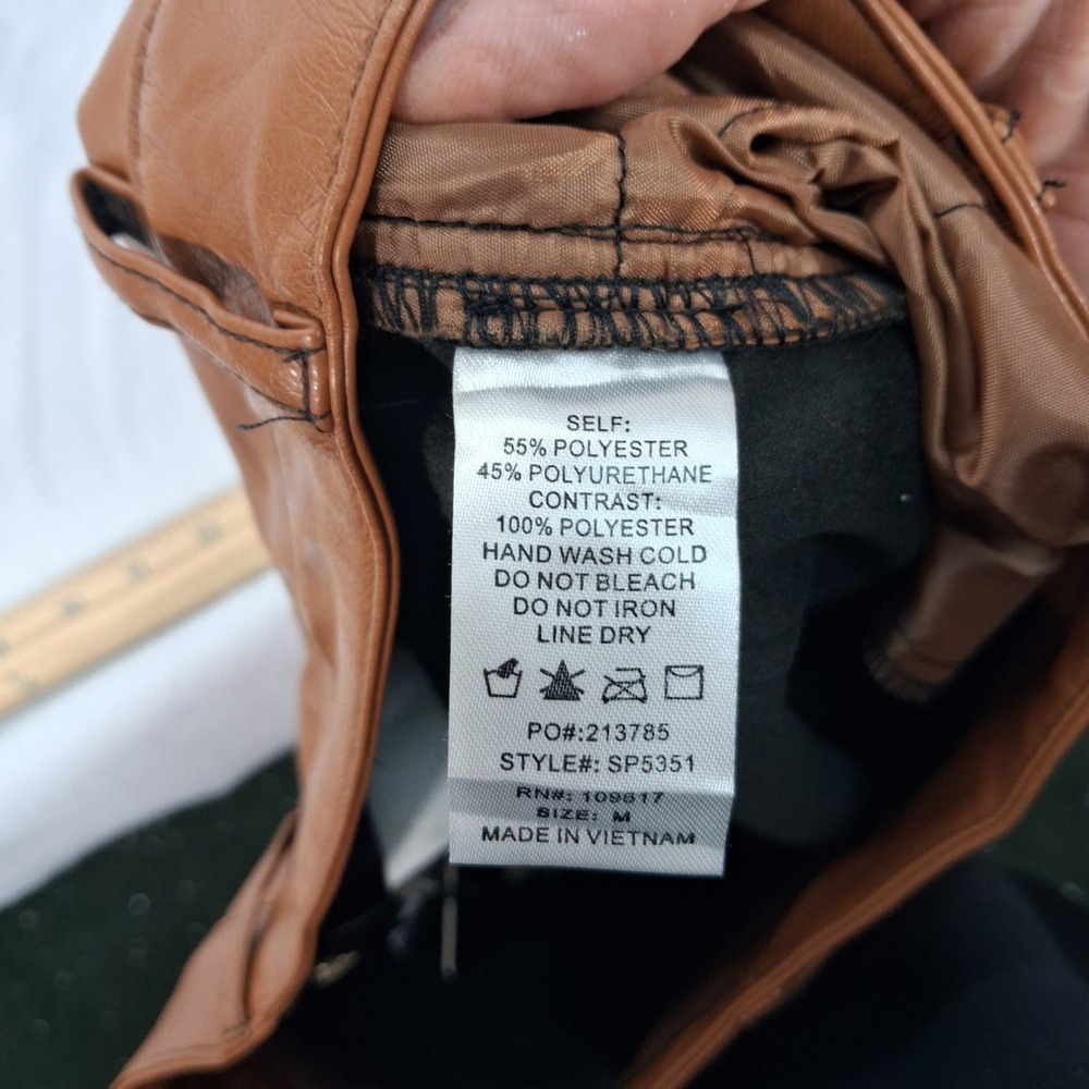 Shinestar Pants Womens Medium SP5351 Brown Vegan Leather Straight Leg NEW - Picture 3 of 9